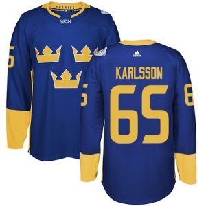 Miehille NHL Ruotsi Team #65 Erik Karlsson Authentic kuninkaallisen sininen Vieras 2016 World Cup